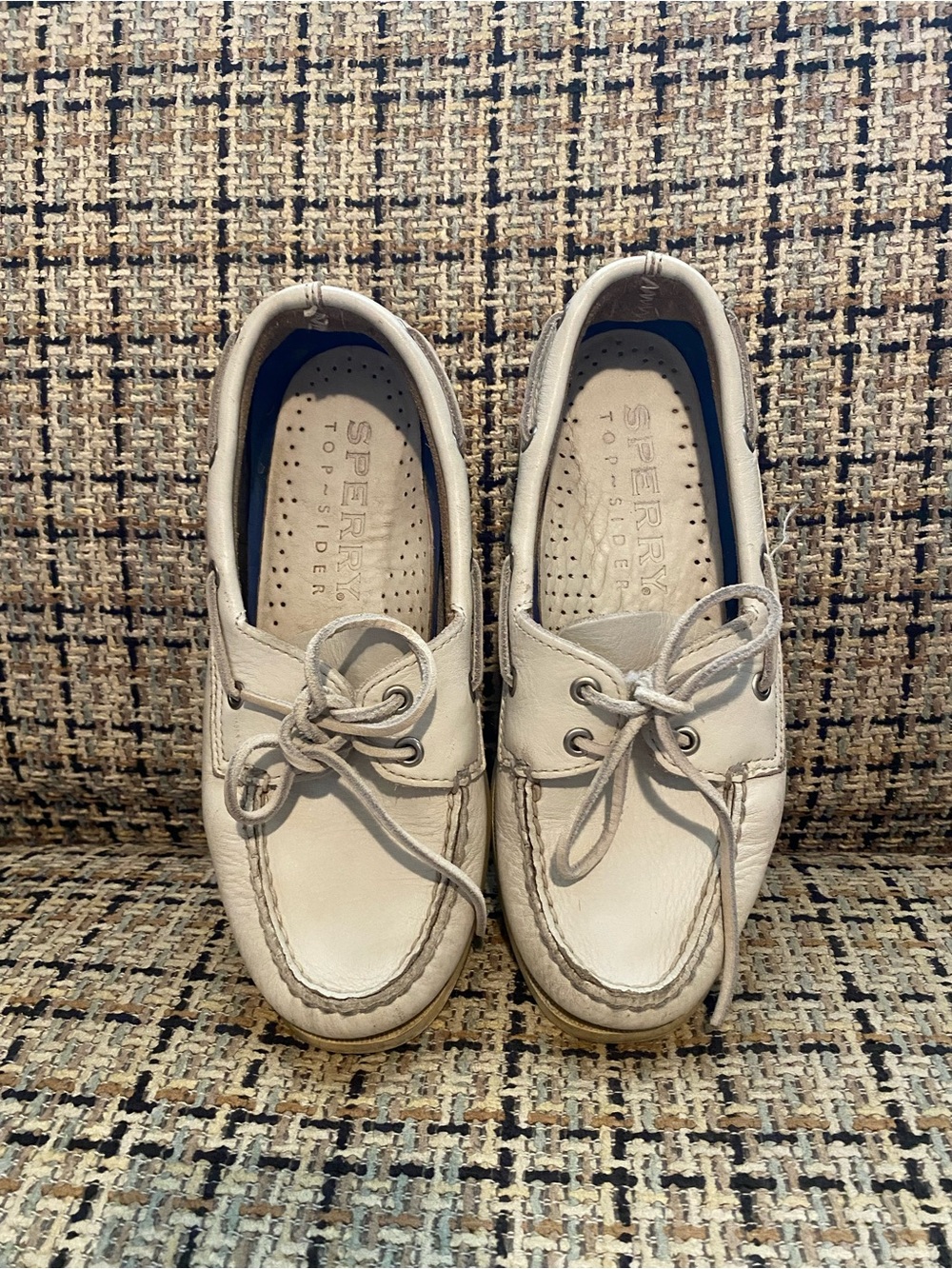 Sperry Ivory Leather Lace-Up Boat Shoes